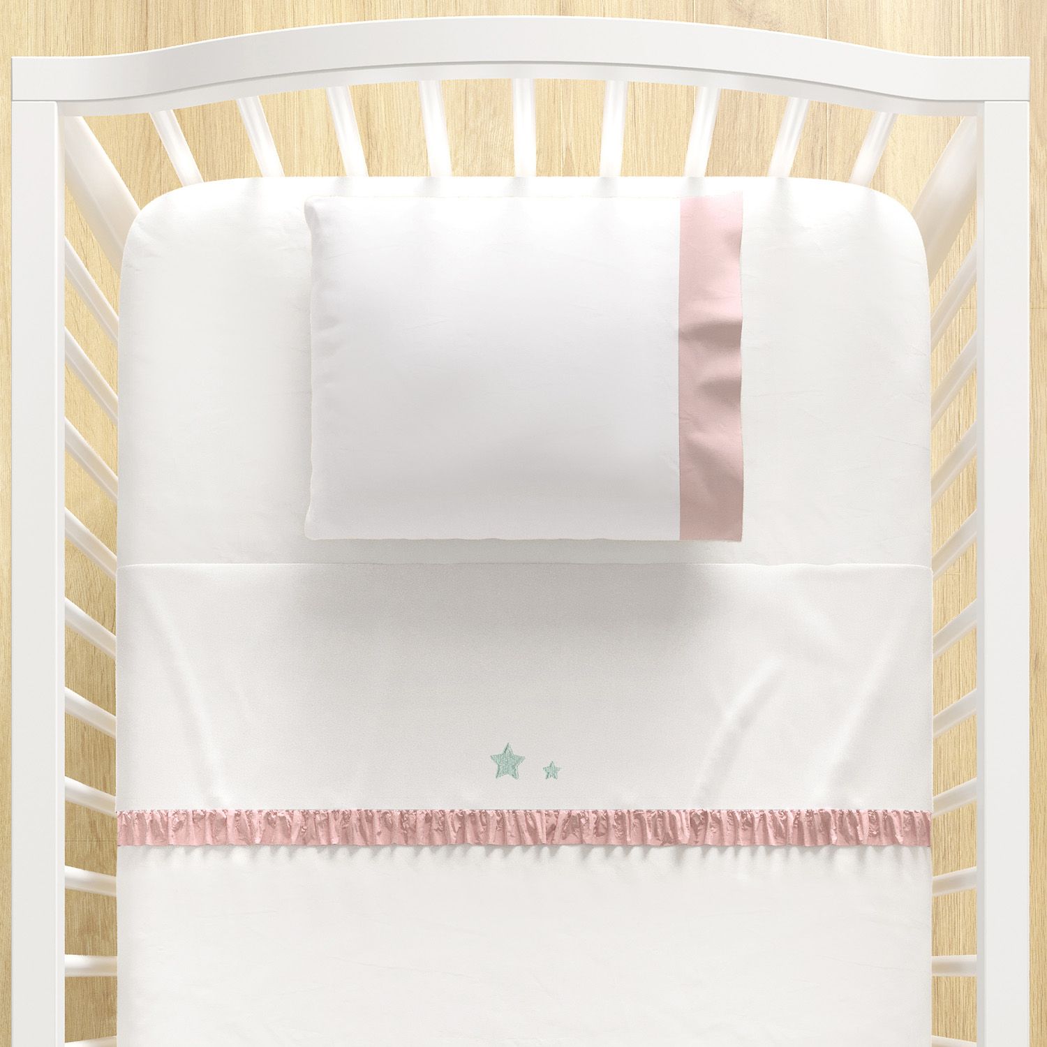 Jogo de Lençol Berço Bordado Estrelinhas 3 peças