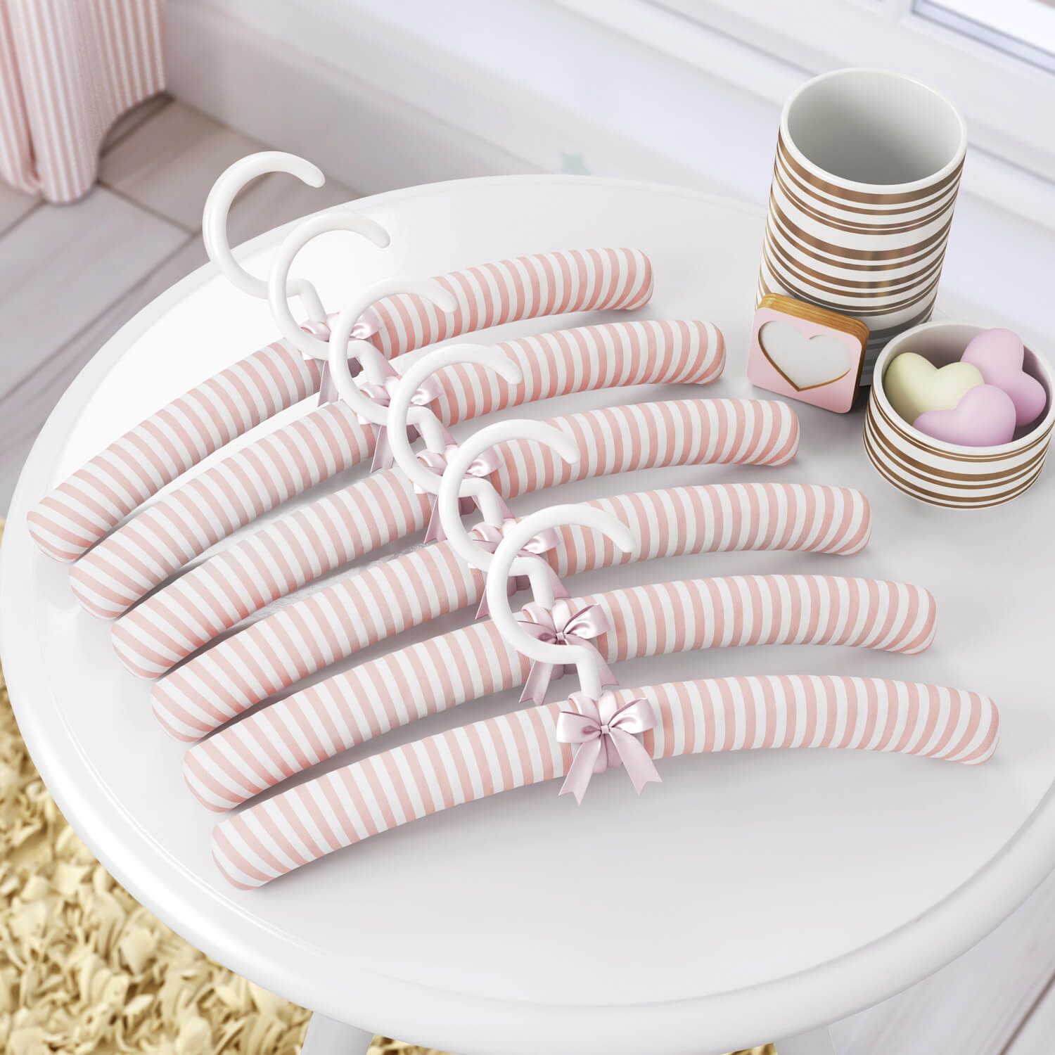 Kit Cabides Listrado Branco/Rosé