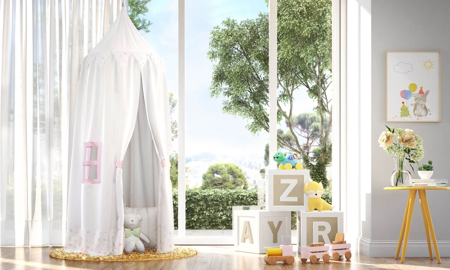 Tenda Dossel Estrelinhas Amarela 2m