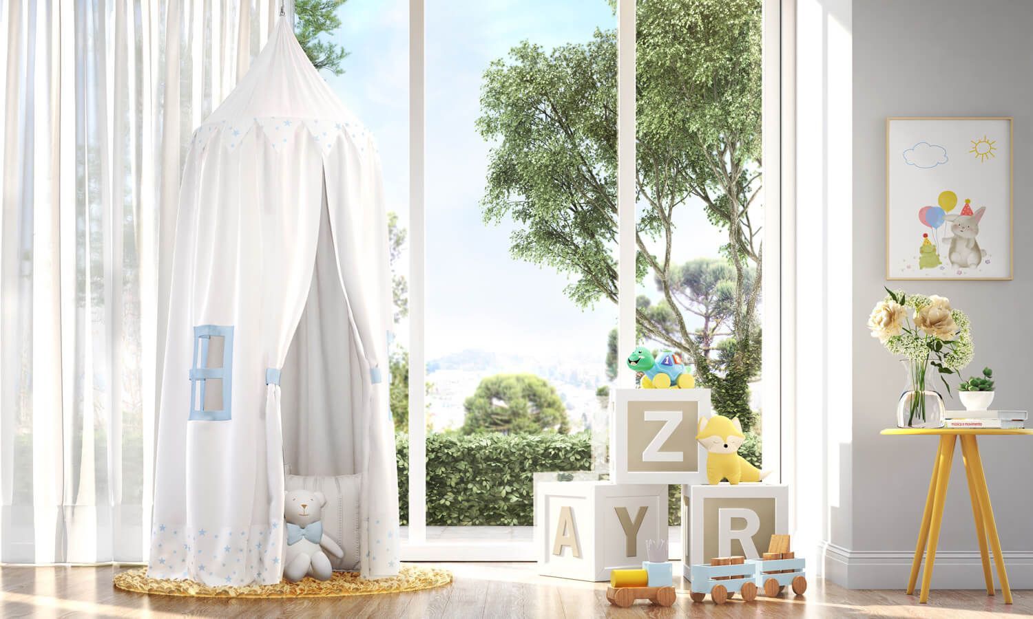 Tenda Dossel Estrelinhas Amarela 2m