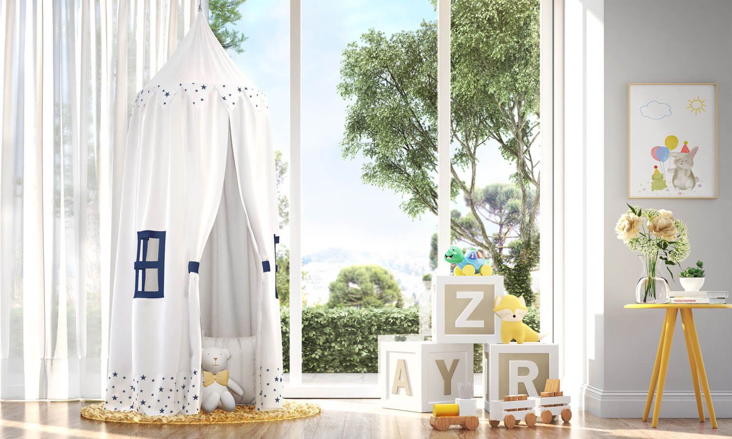 Tenda Dossel Estrelinhas Amarela 2m