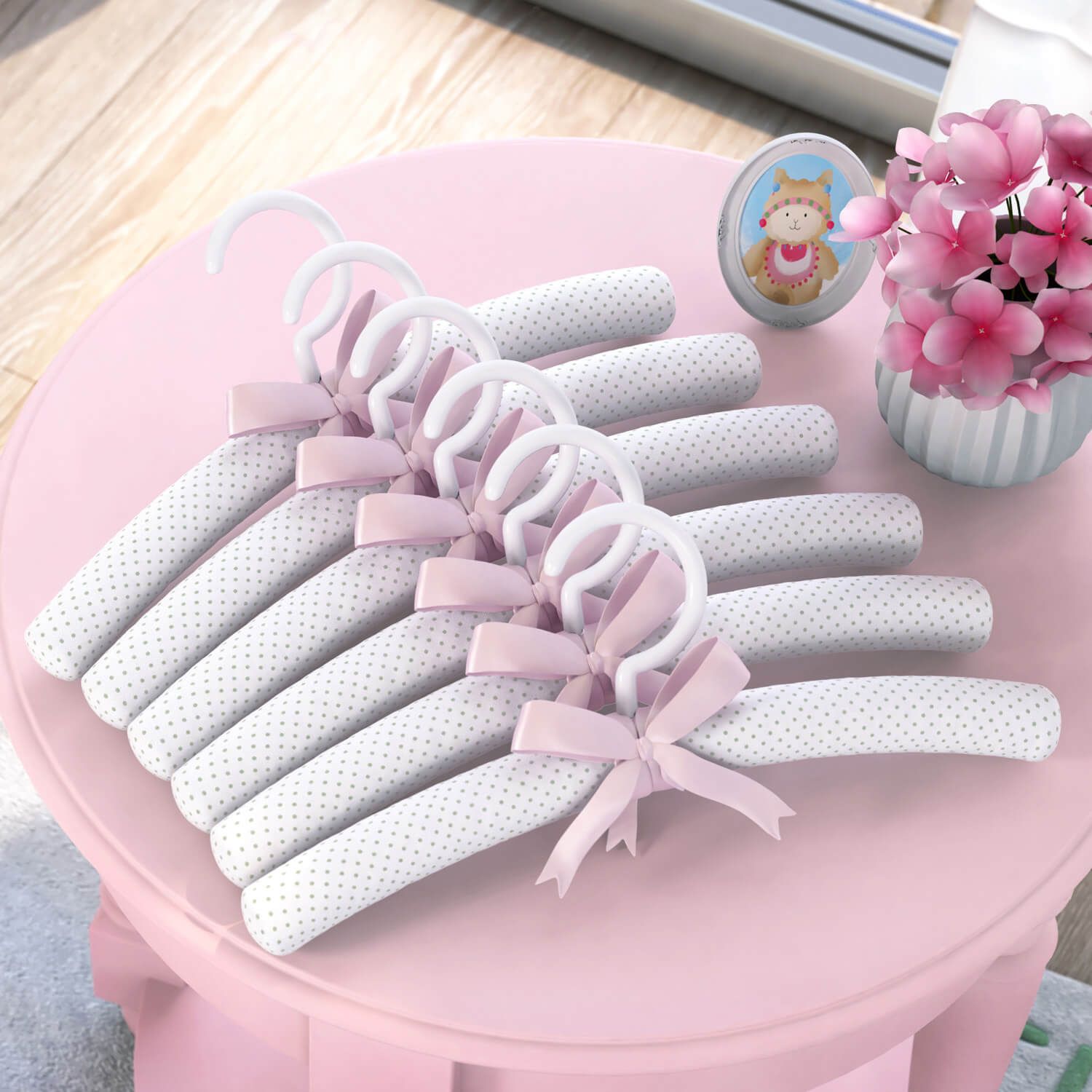 Kit Cabides Poá Verde/Rosa