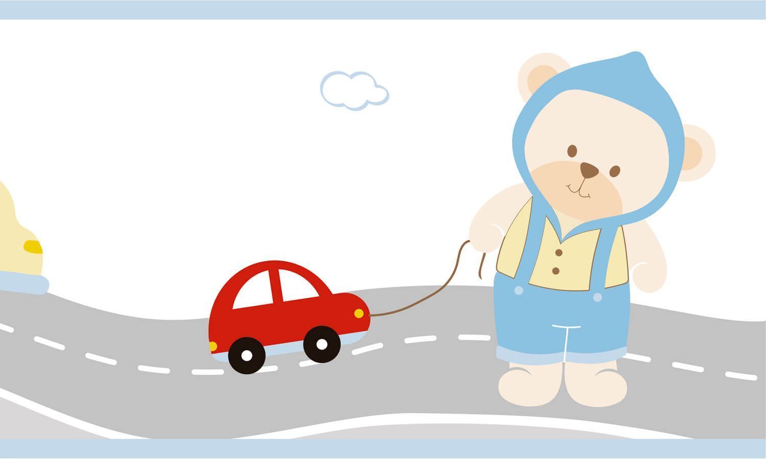 Faixa Adesiva de Parede Ursinho Bebê Azul Marinho