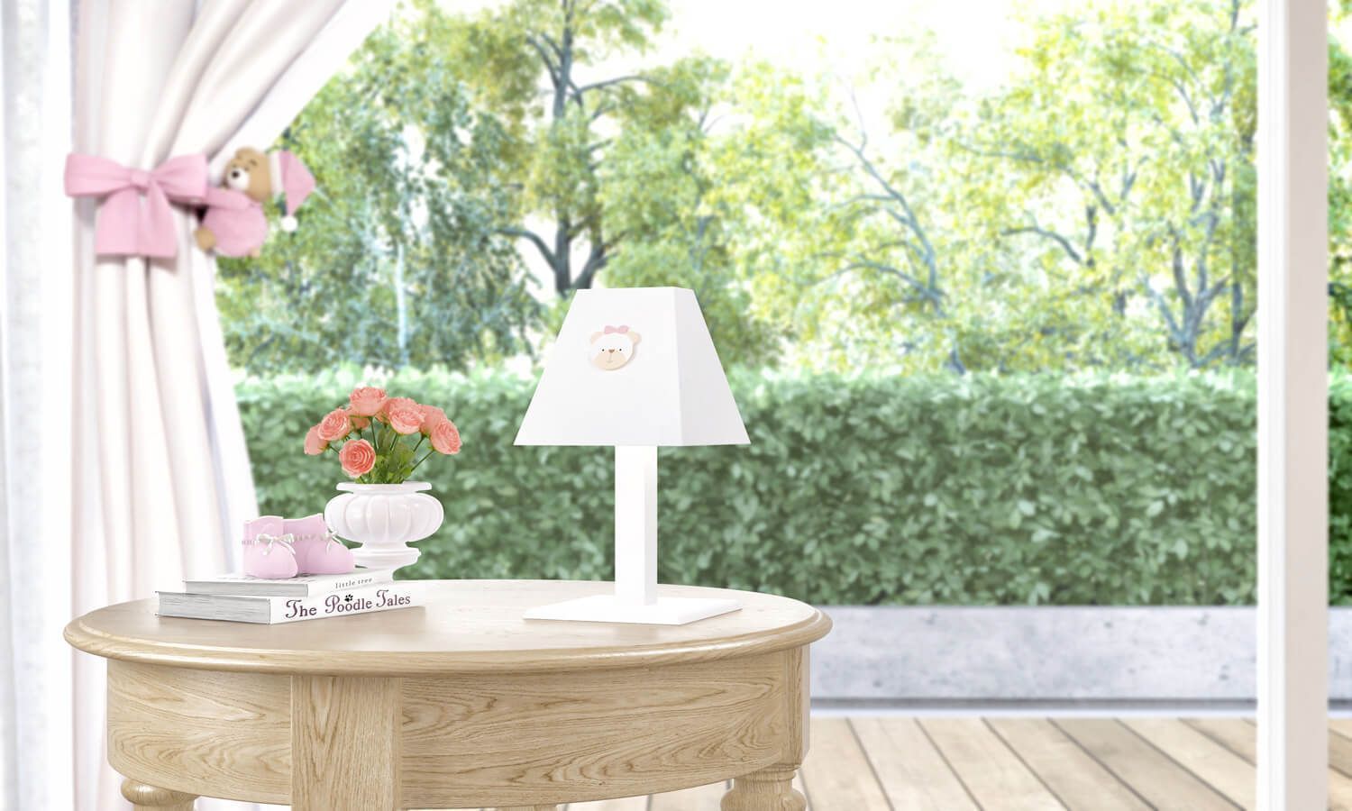 Abajur MDF Ursinho Branco Clássico