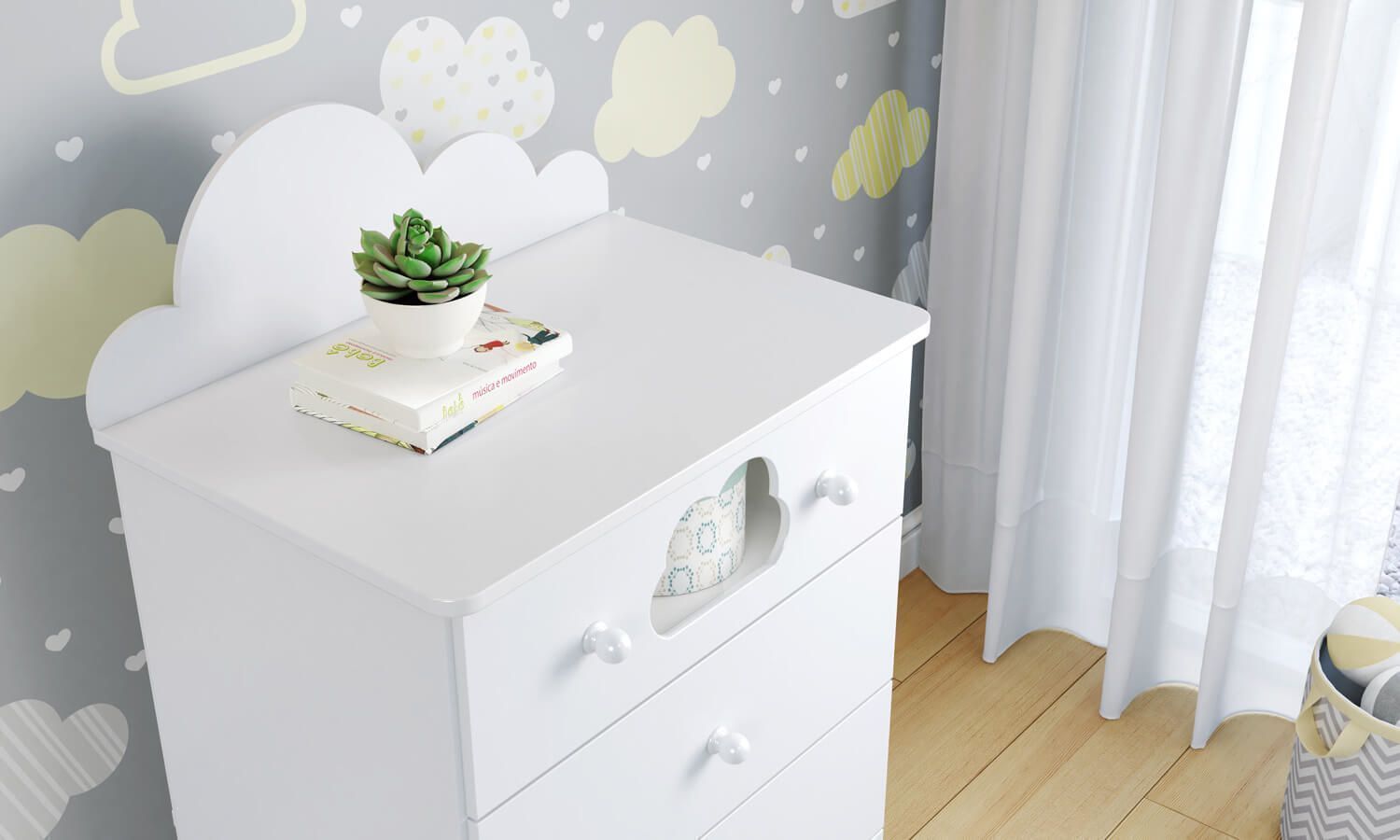 Cômoda 4 Gavetas Nuvem