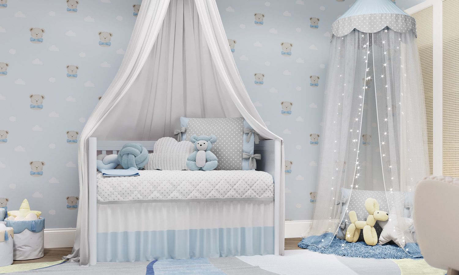 Kit Berço Trança Poá Rosa