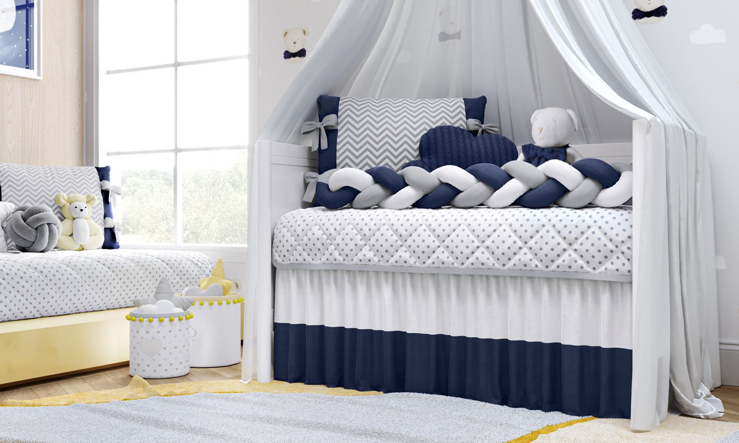 Kit Berço Trança Chevron Amarelo