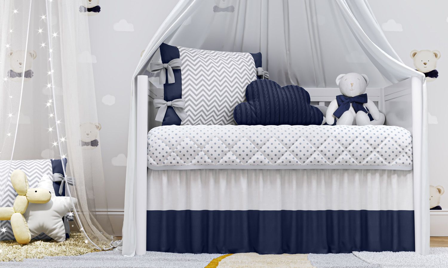 Kit Berço Trança Chevron Amarelo