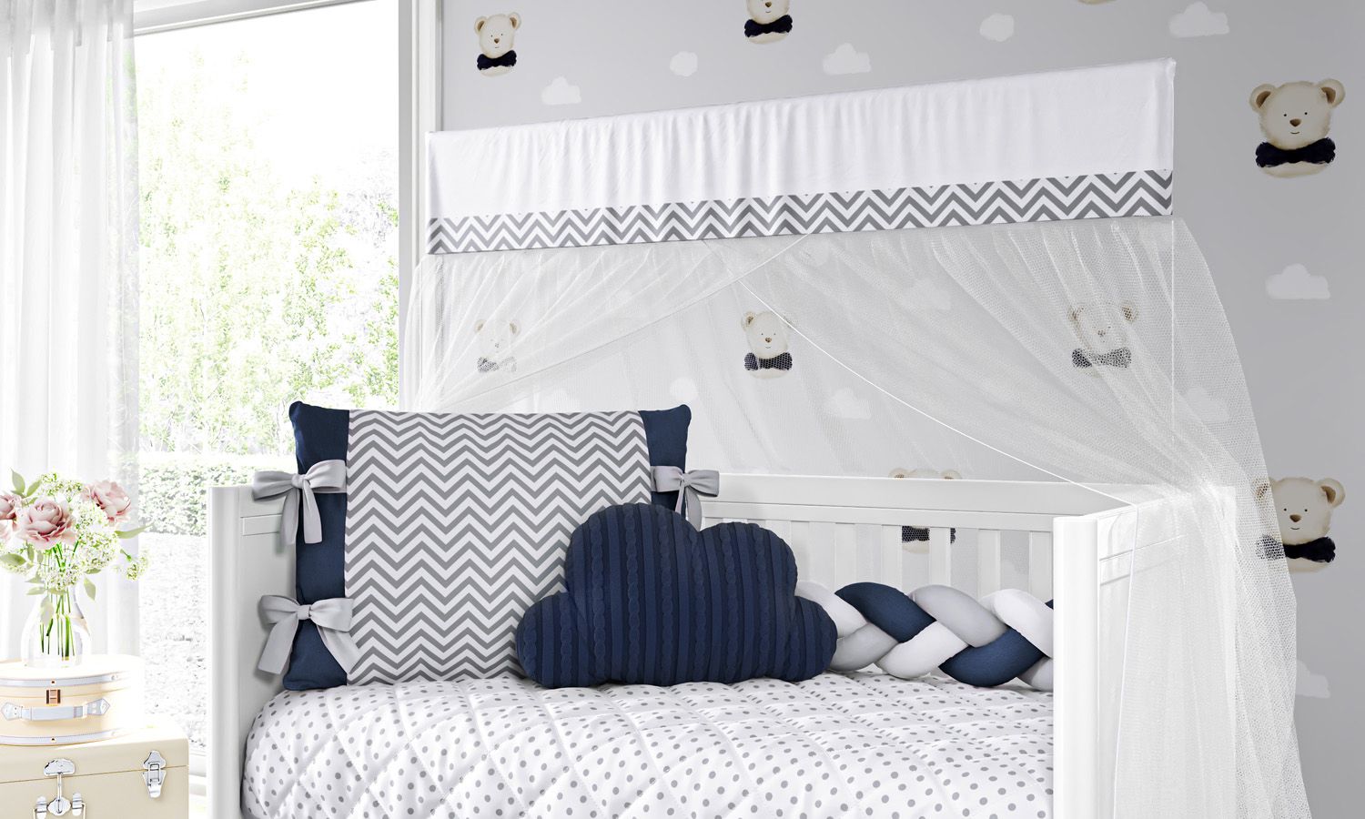 Kit Berço Trança Chevron Amarelo