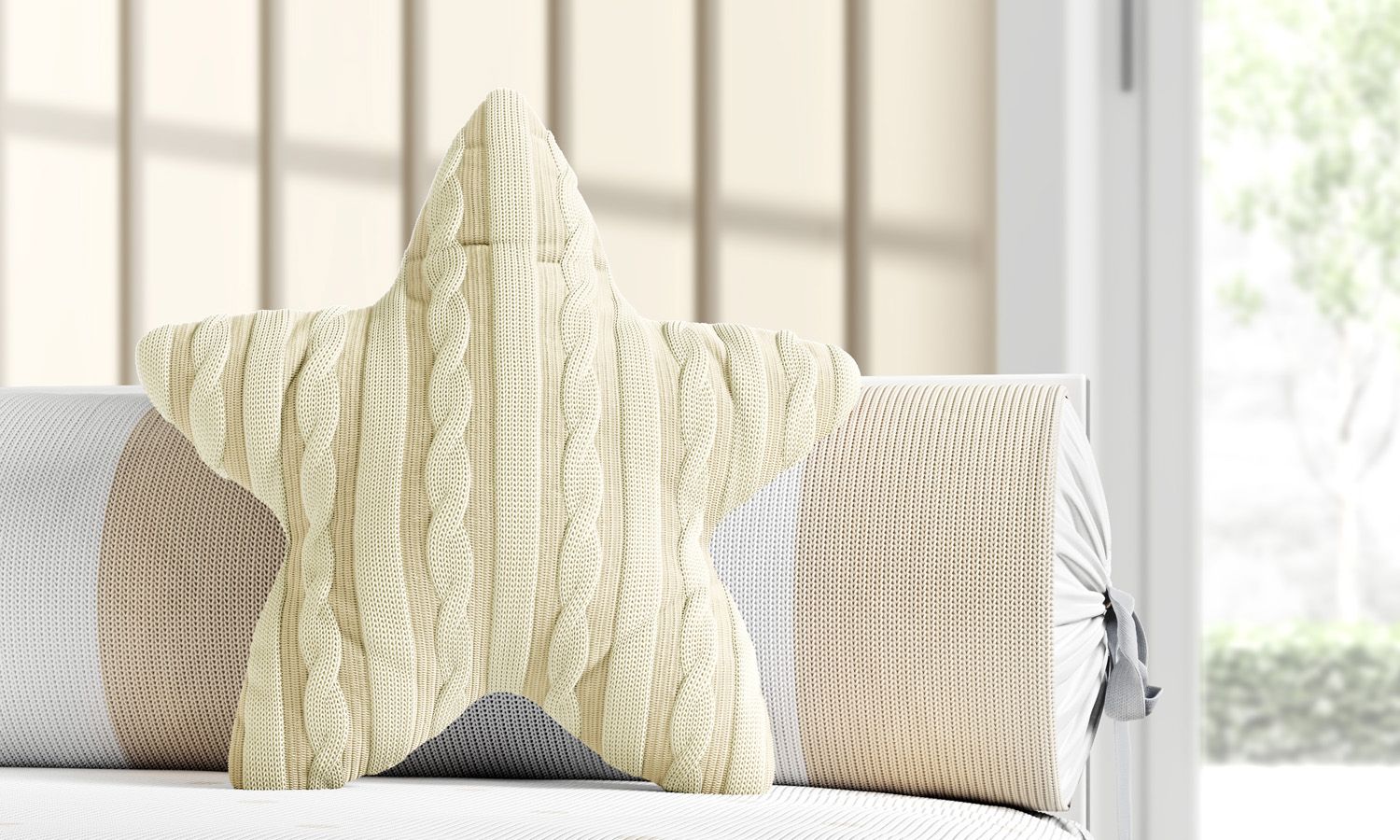 Almofada Estrela Tricot Rosa 30cm