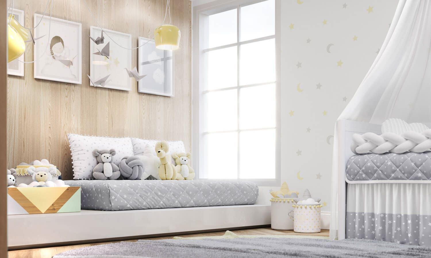 Kit Berço Trança Estrelinhas Branco