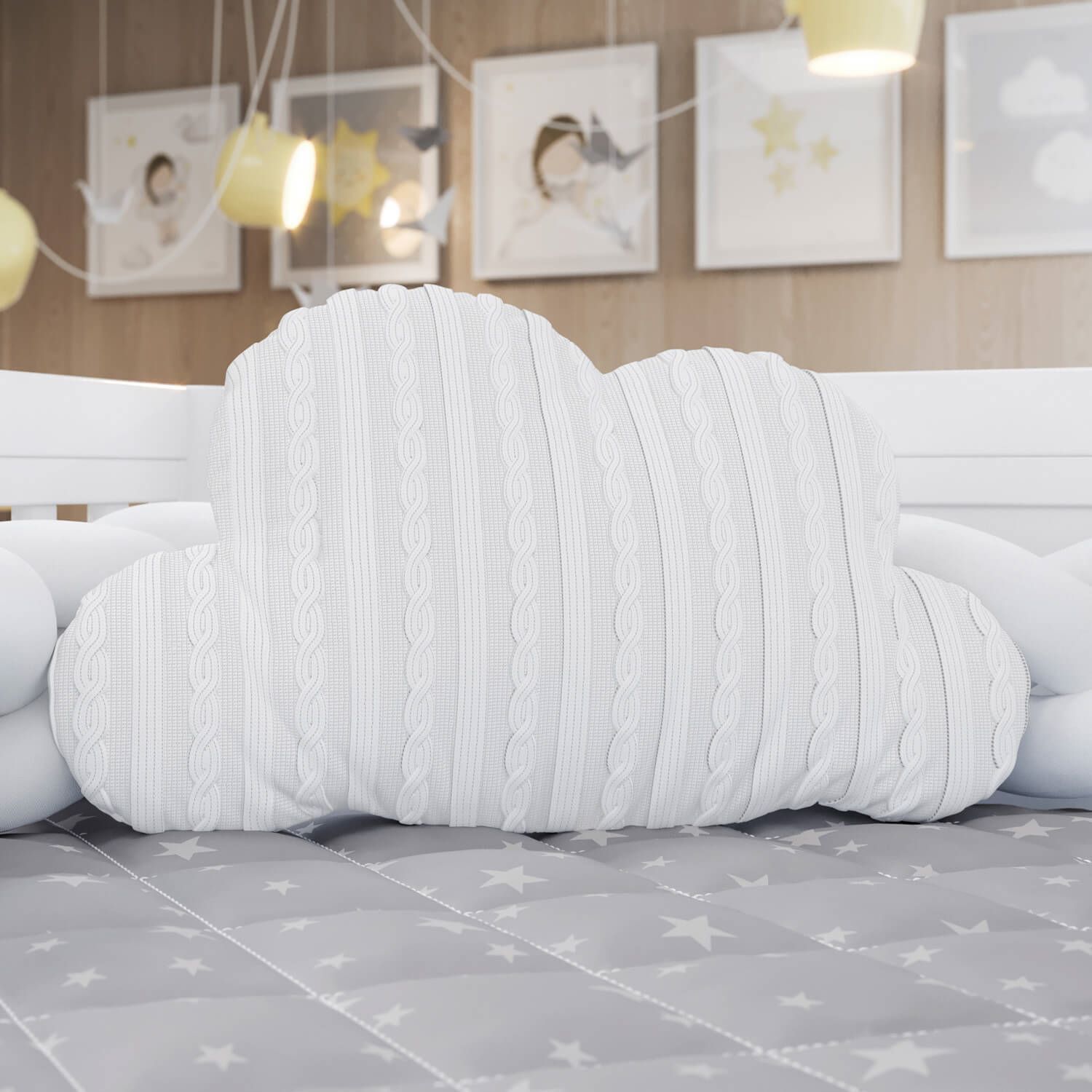 Almofada Nuvem Tricot Rosa 47cm