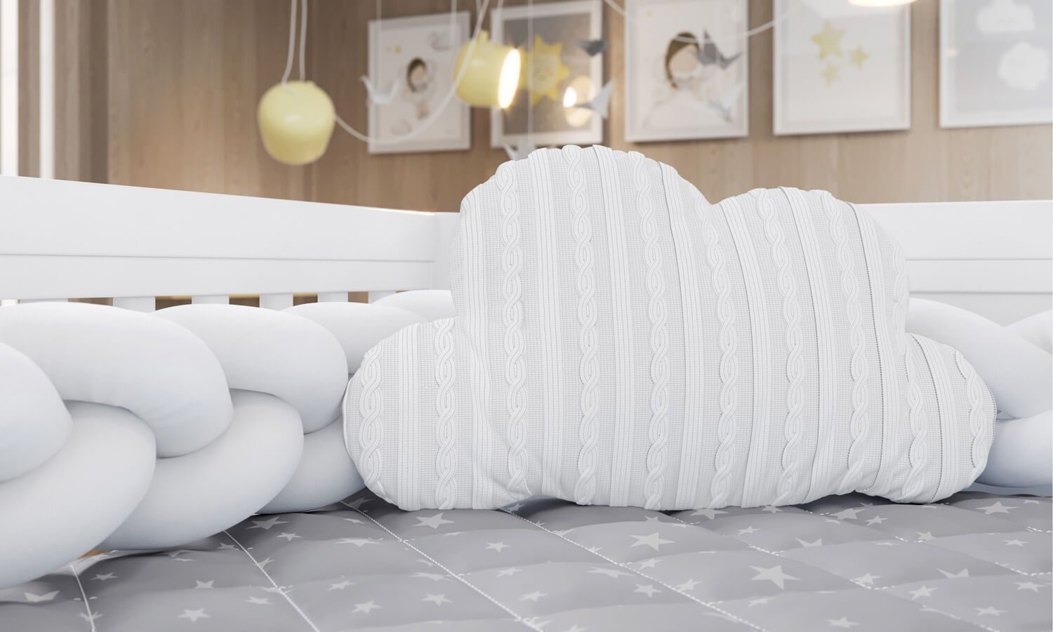 Almofada Nuvem Tricot Rosa 47cm