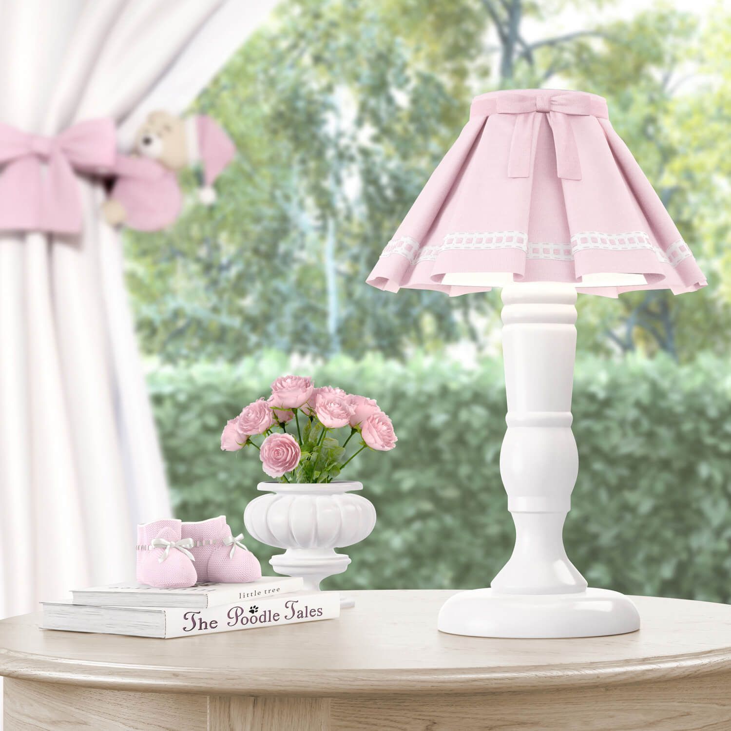 Abajur Madeira Rosa Clássico