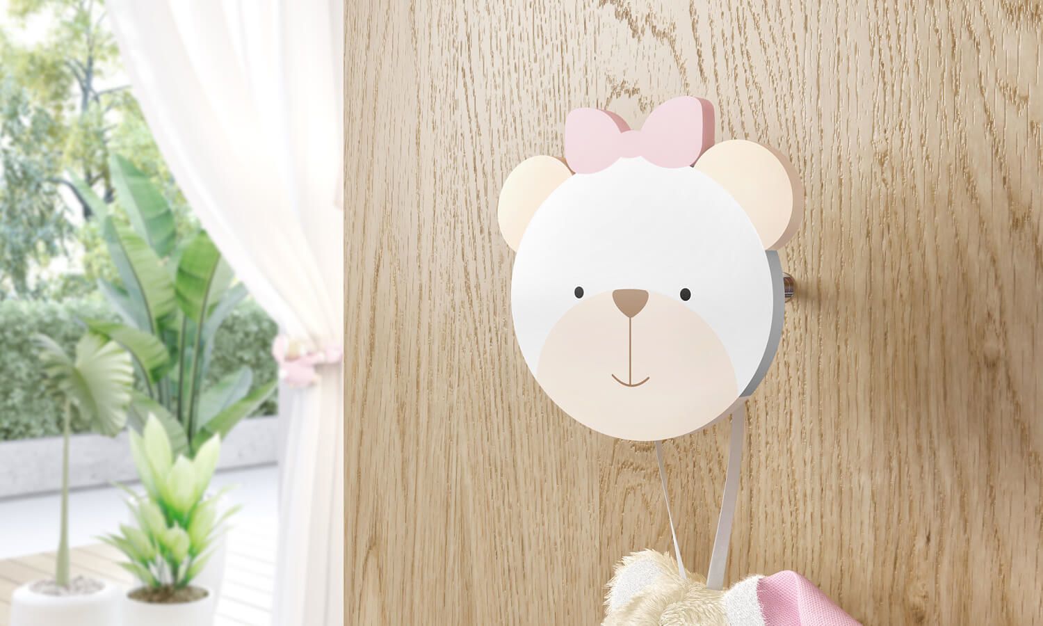 Cabideiro de Parede Urso Branco Clássico