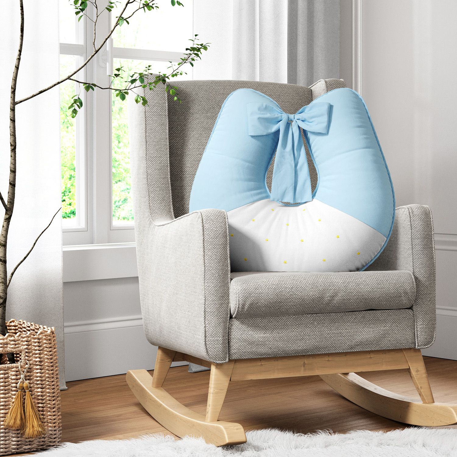 Almofada Amamentação Estrelinhas Azul Marinho