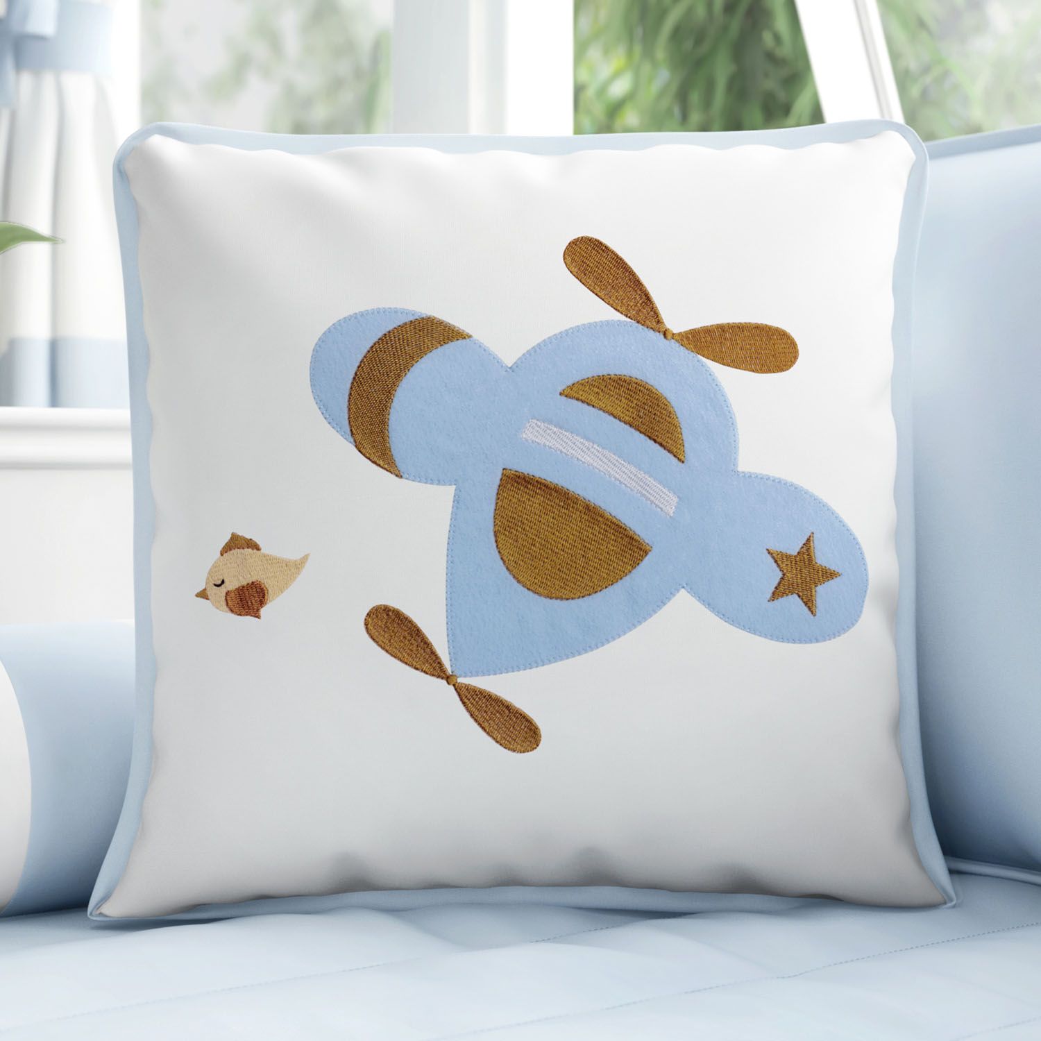 Almofada Bordada Urso Aviador 38cm