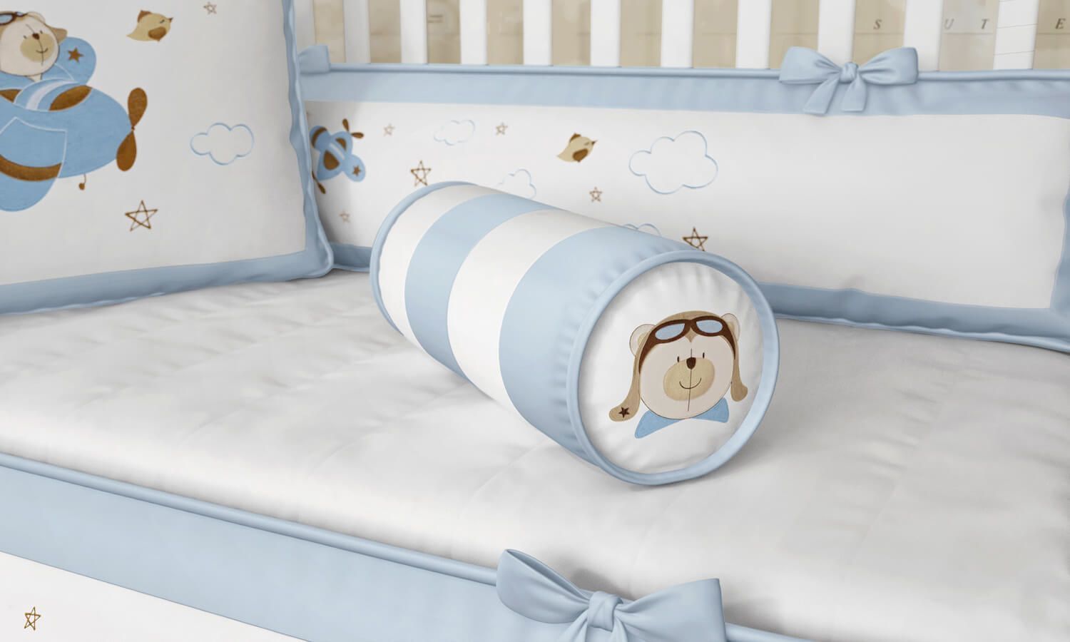 Almofada Rolinho Urso Aviador 40cm