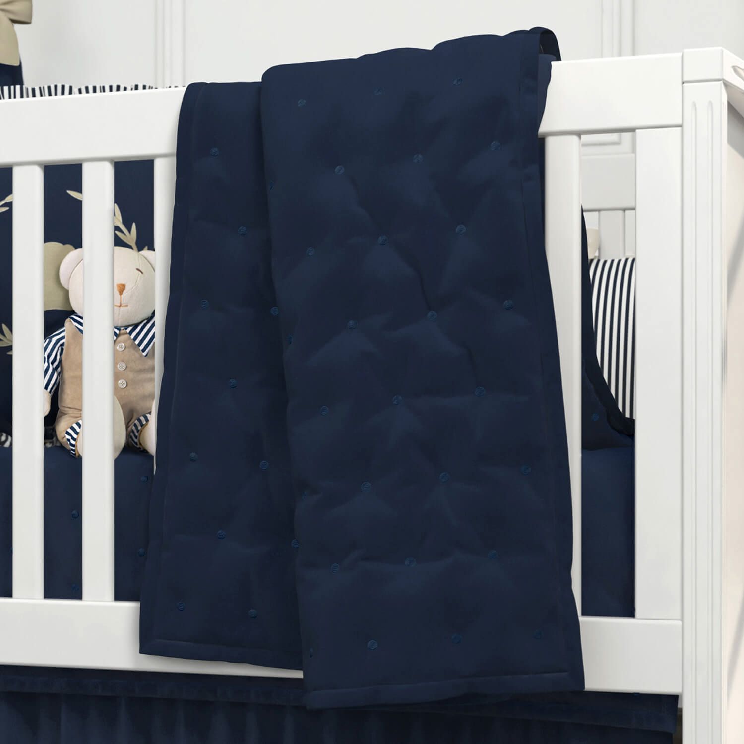 Edredom de Berço Matelado Luxo Azul Marinho