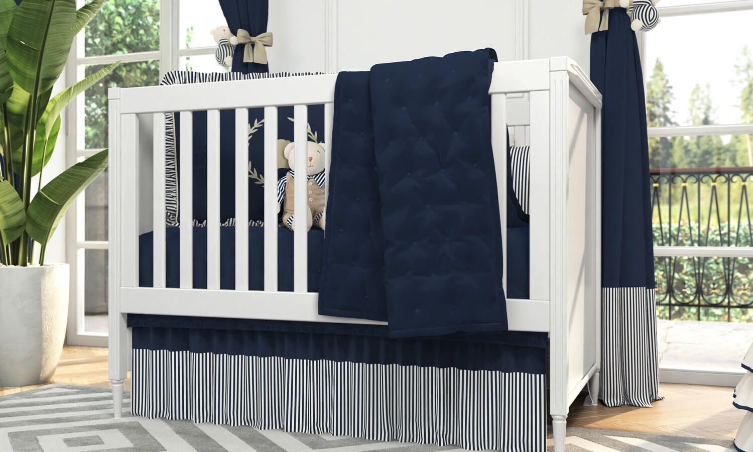 Edredom de Berço Matelado Luxo Azul Marinho