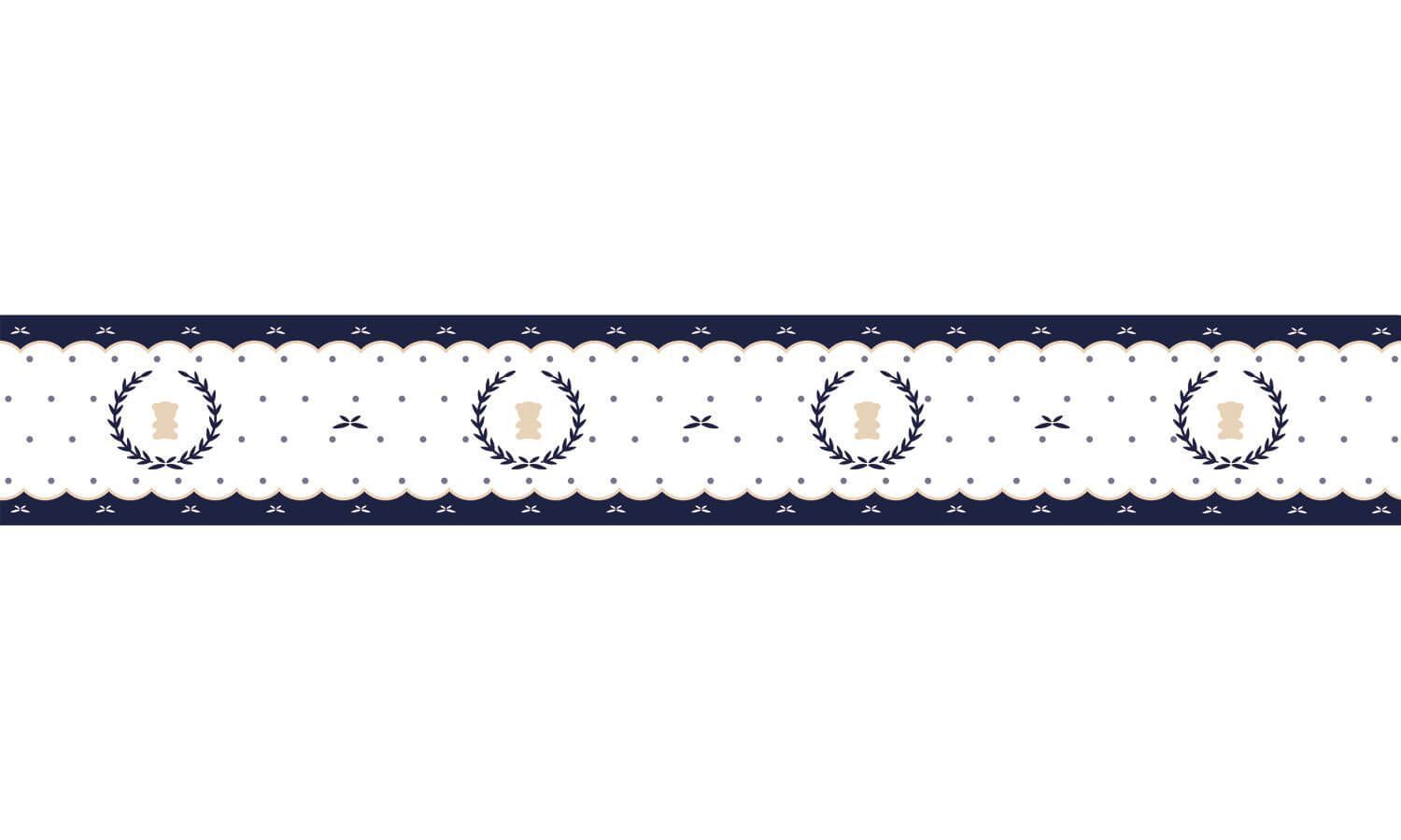 Faixa Adesiva de Parede Urso Luxo Azul Marinho