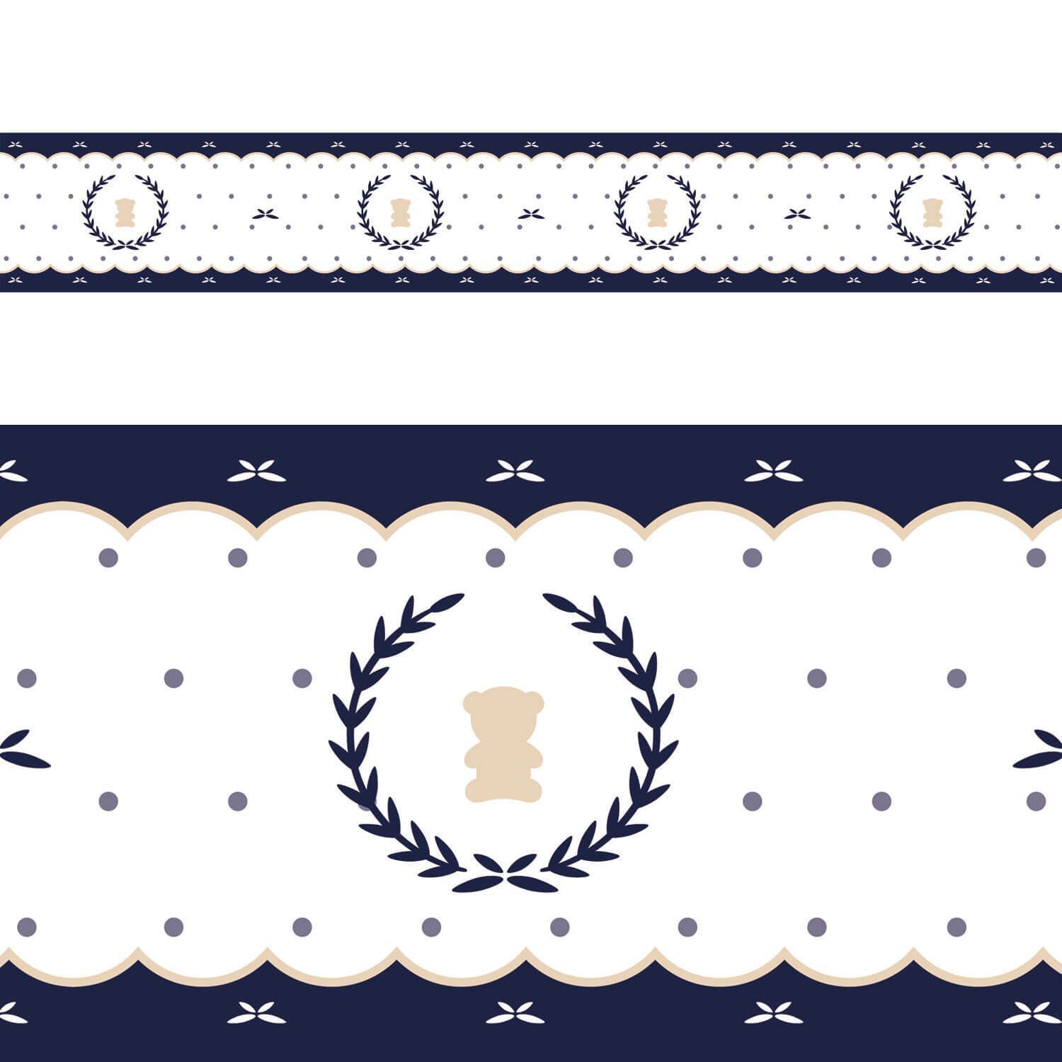 Faixa Adesiva de Parede Urso Luxo Azul Marinho