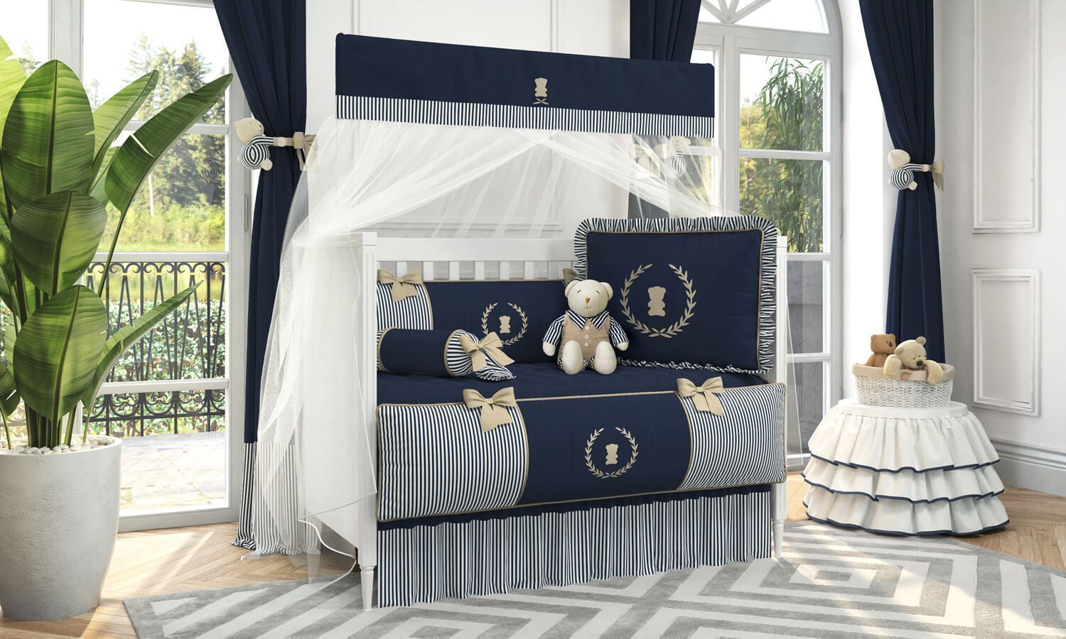 Kit Berço Luxo Azul Marinho