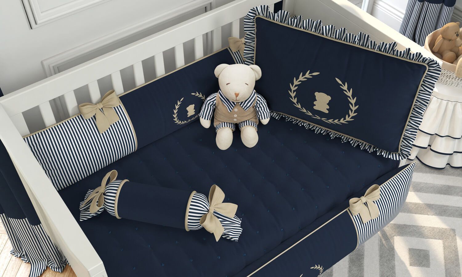 Kit Berço Luxo Azul Marinho