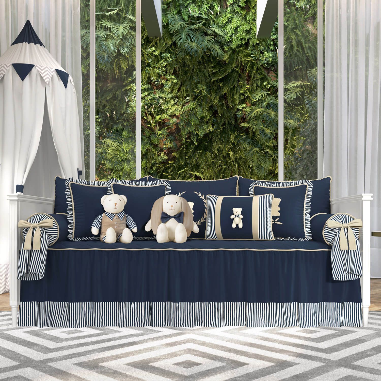 Kit Cama Babá Luxo Azul Marinho