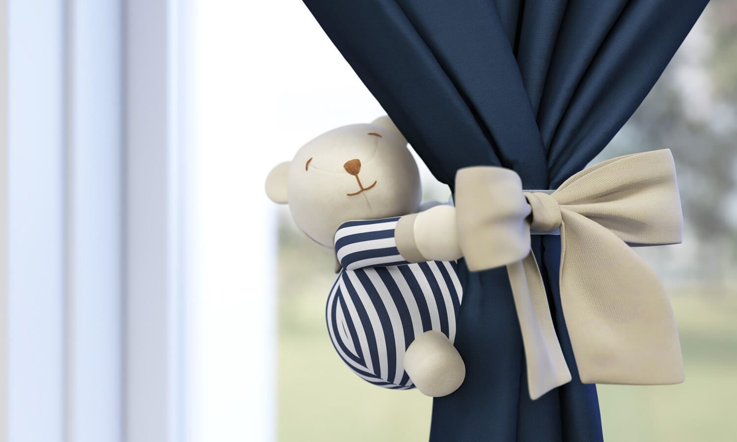 Prendedor de Cortina Urso Luxo Azul Marinho 2 Peças