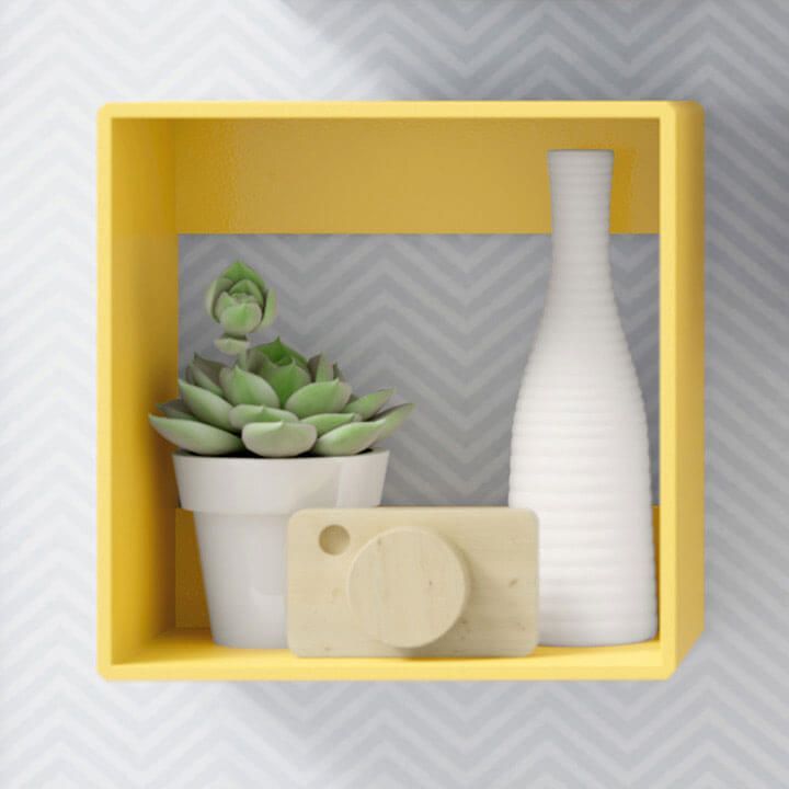 Nicho de Madeira Quadrado Branco 25cm