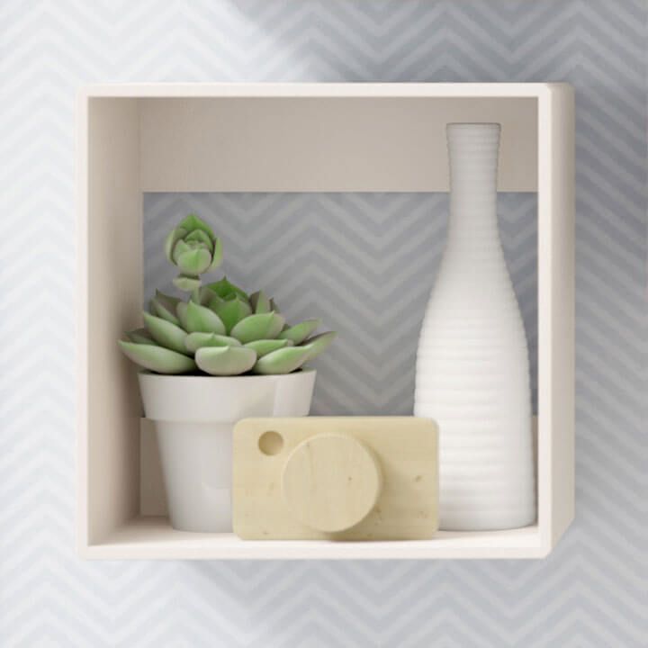 Nicho de Madeira Quadrado Branco 25cm