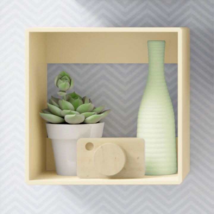 Nicho de Madeira Quadrado Branco 25cm