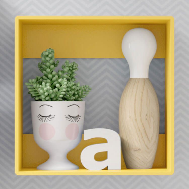 Nicho de Madeira Quadrado Laranja 30cm