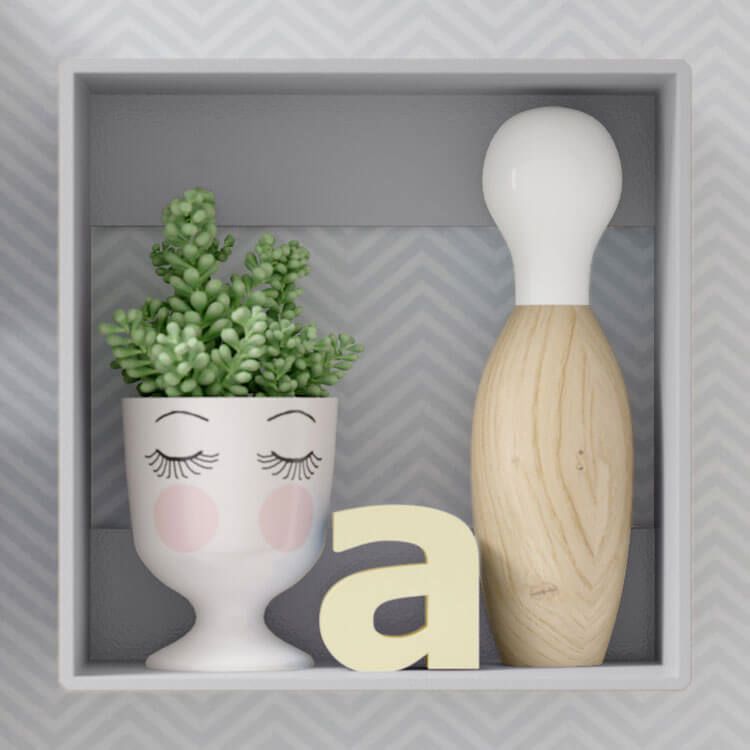 Nicho de Madeira Quadrado Laranja 30cm