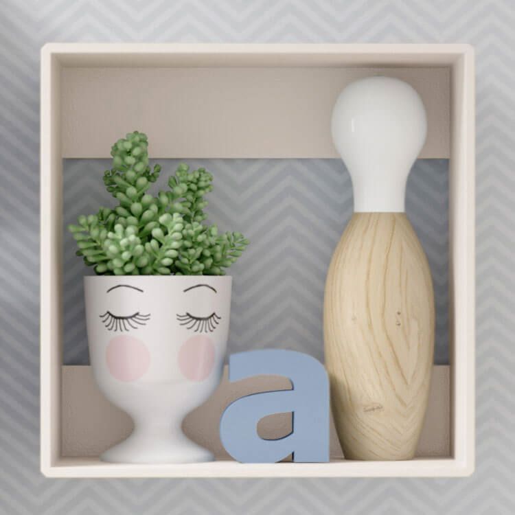 Nicho de Madeira Quadrado Laranja 30cm