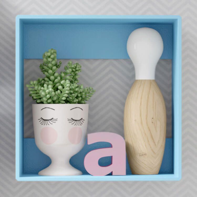 Nicho de Madeira Quadrado Laranja 30cm