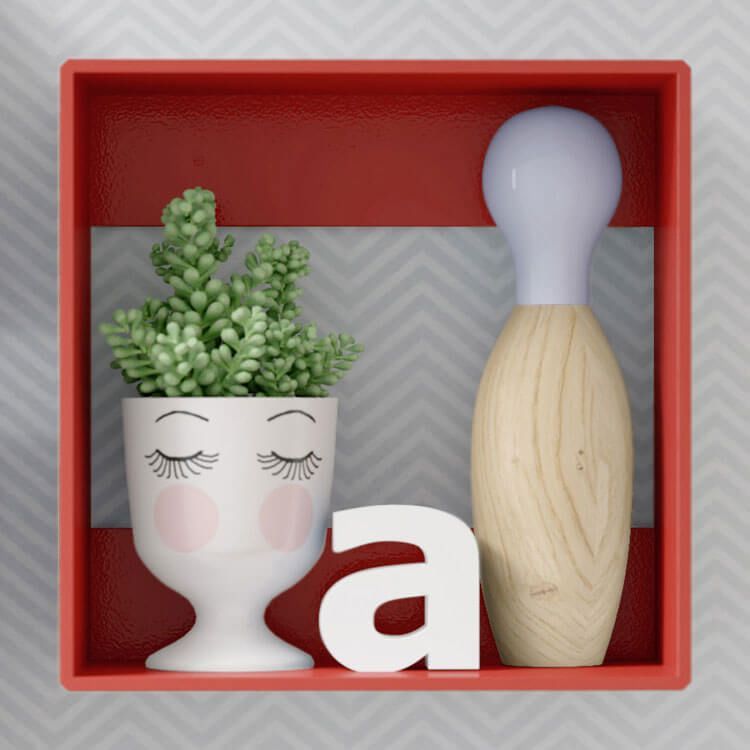 Nicho de Madeira Quadrado Laranja 30cm