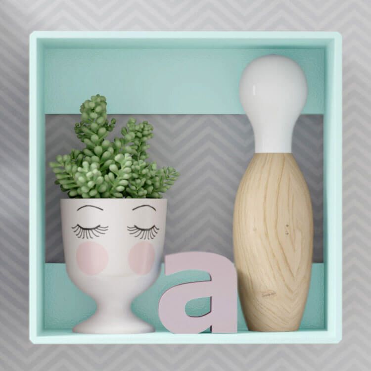 Nicho de Madeira Quadrado Laranja 30cm