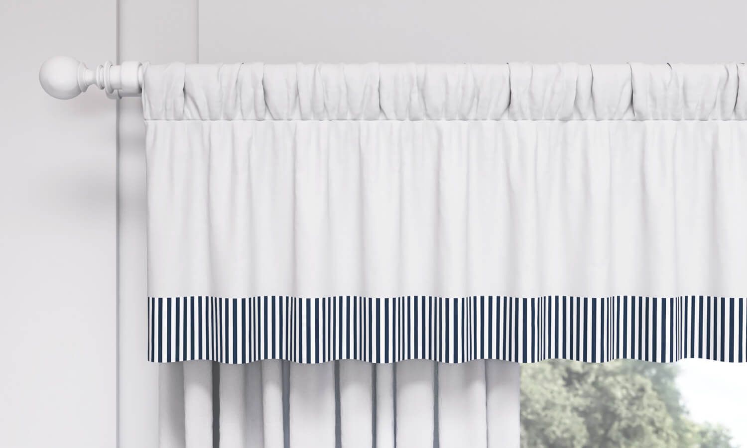 Cortina Luxo Branco/Azul Marinho