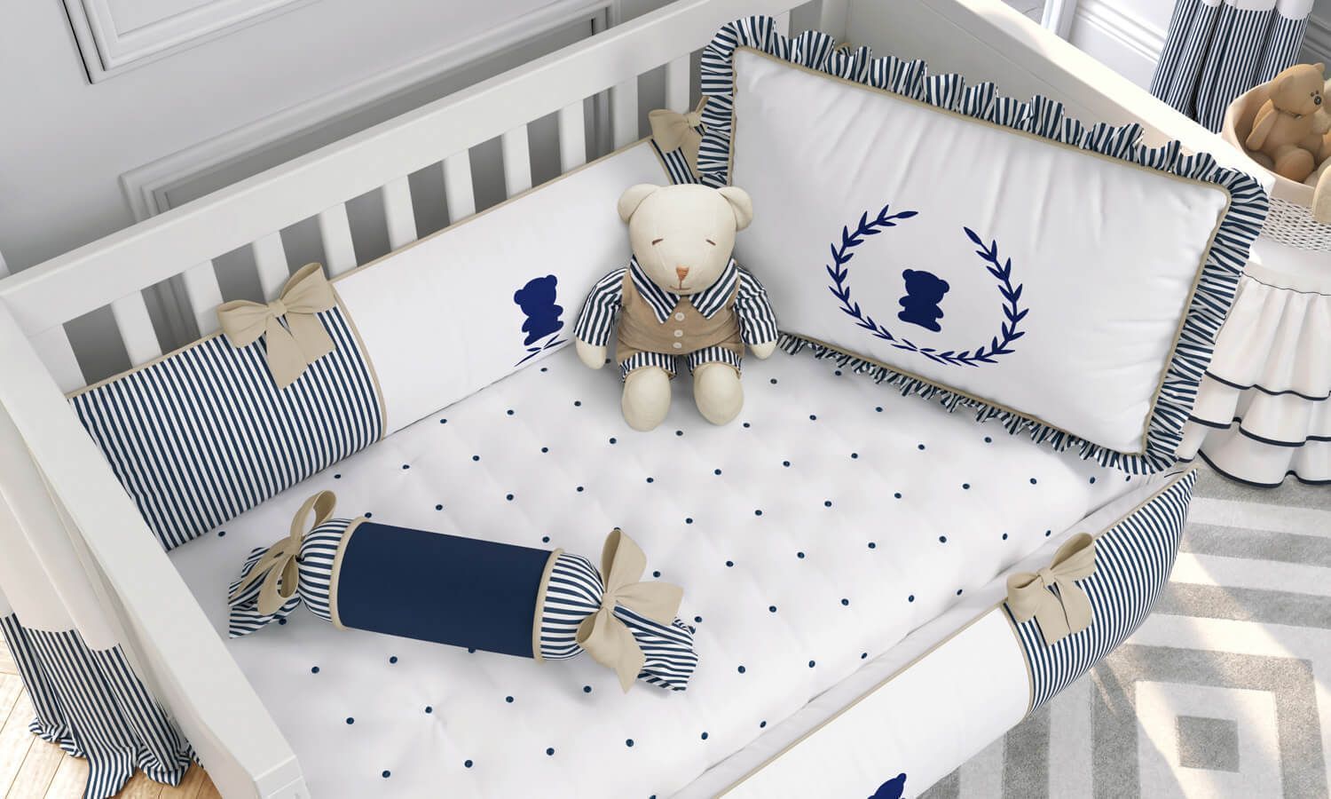 Kit Berço Luxo Azul Marinho