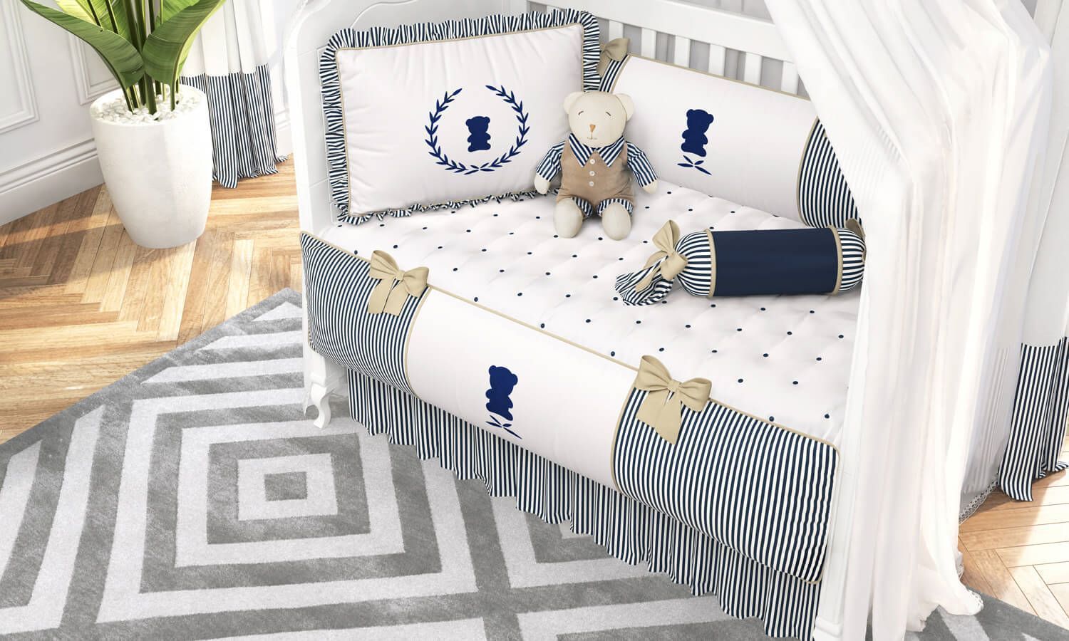 Kit Berço Luxo Azul Marinho