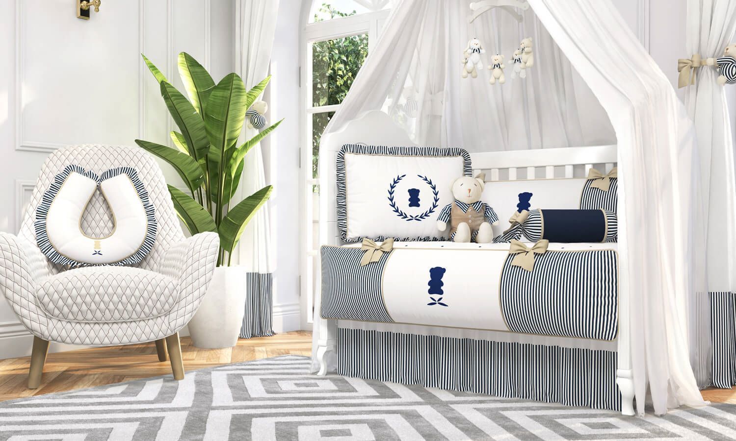 Kit Berço Luxo Azul Marinho