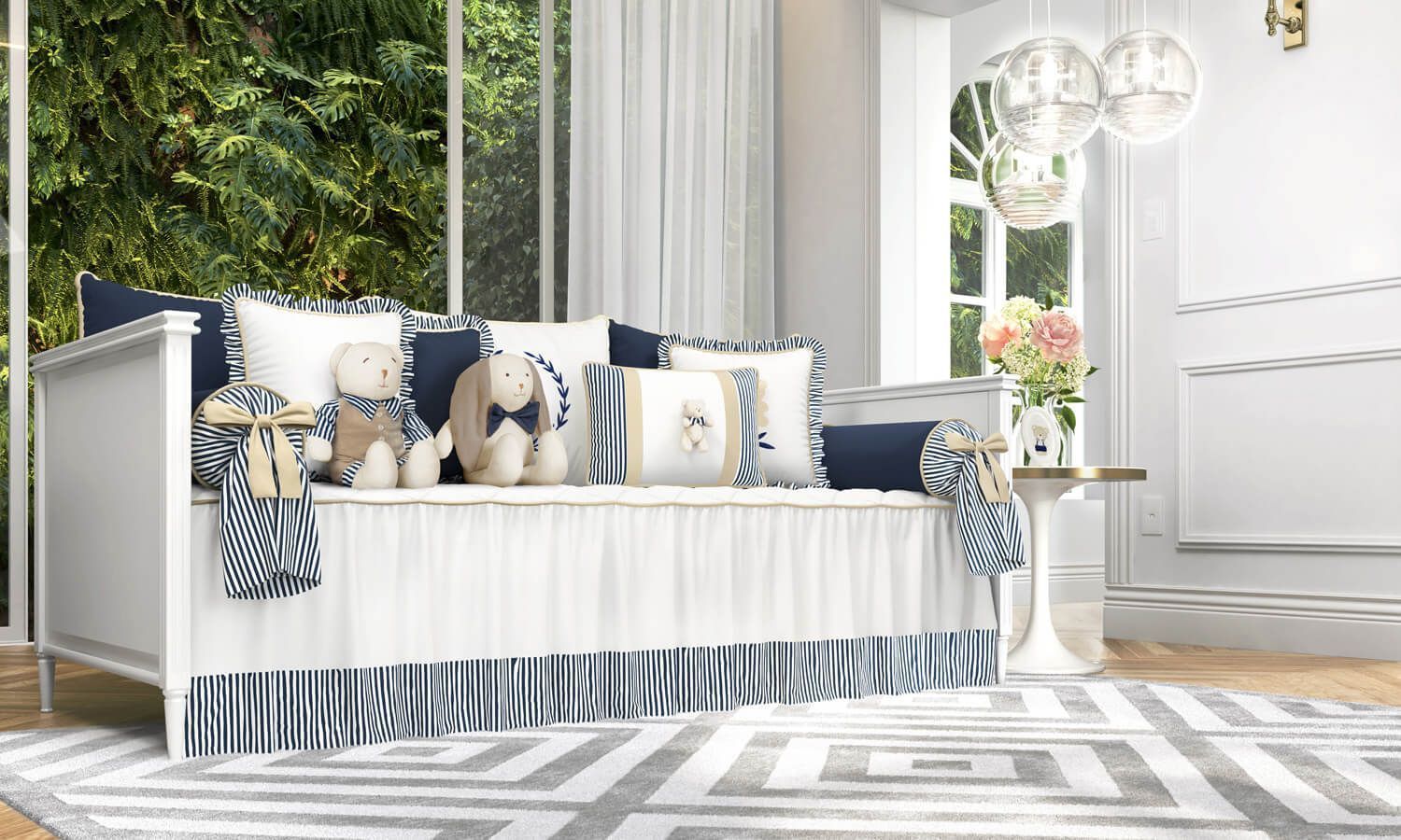 Kit Cama Babá Luxo Azul Marinho