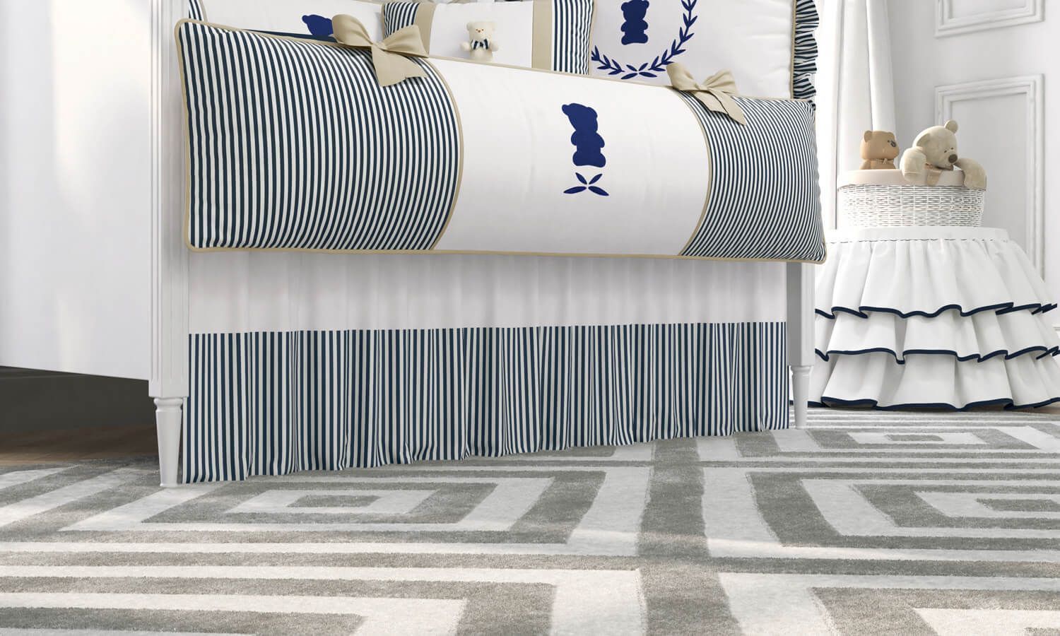 Saia de Berço Listrada Azul Marinho