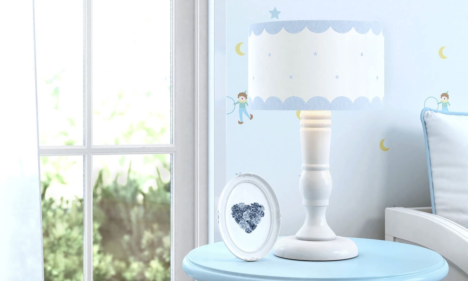 Abajur Madeira Estrelinhas Rosé