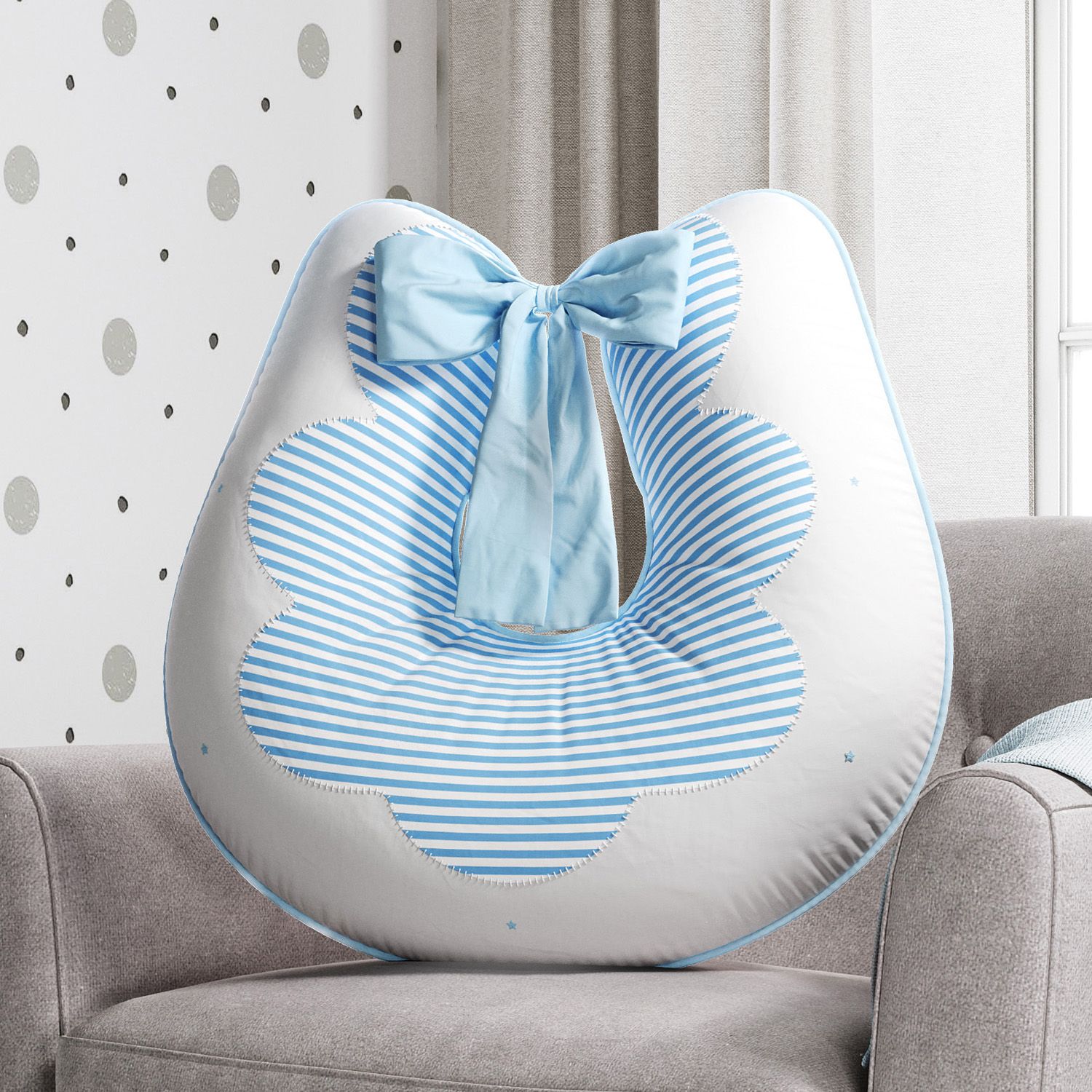 Almofada Amamentação Estrelinhas e Listras Rosé