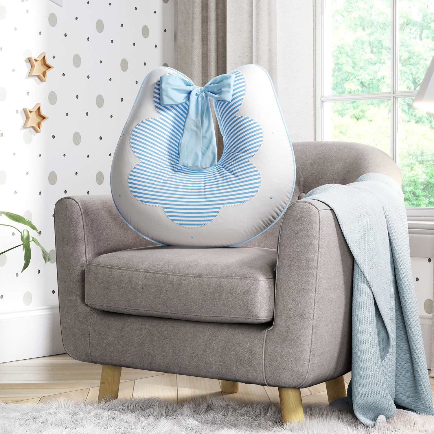 Almofada Amamentação Estrelinhas e Listras Rosé