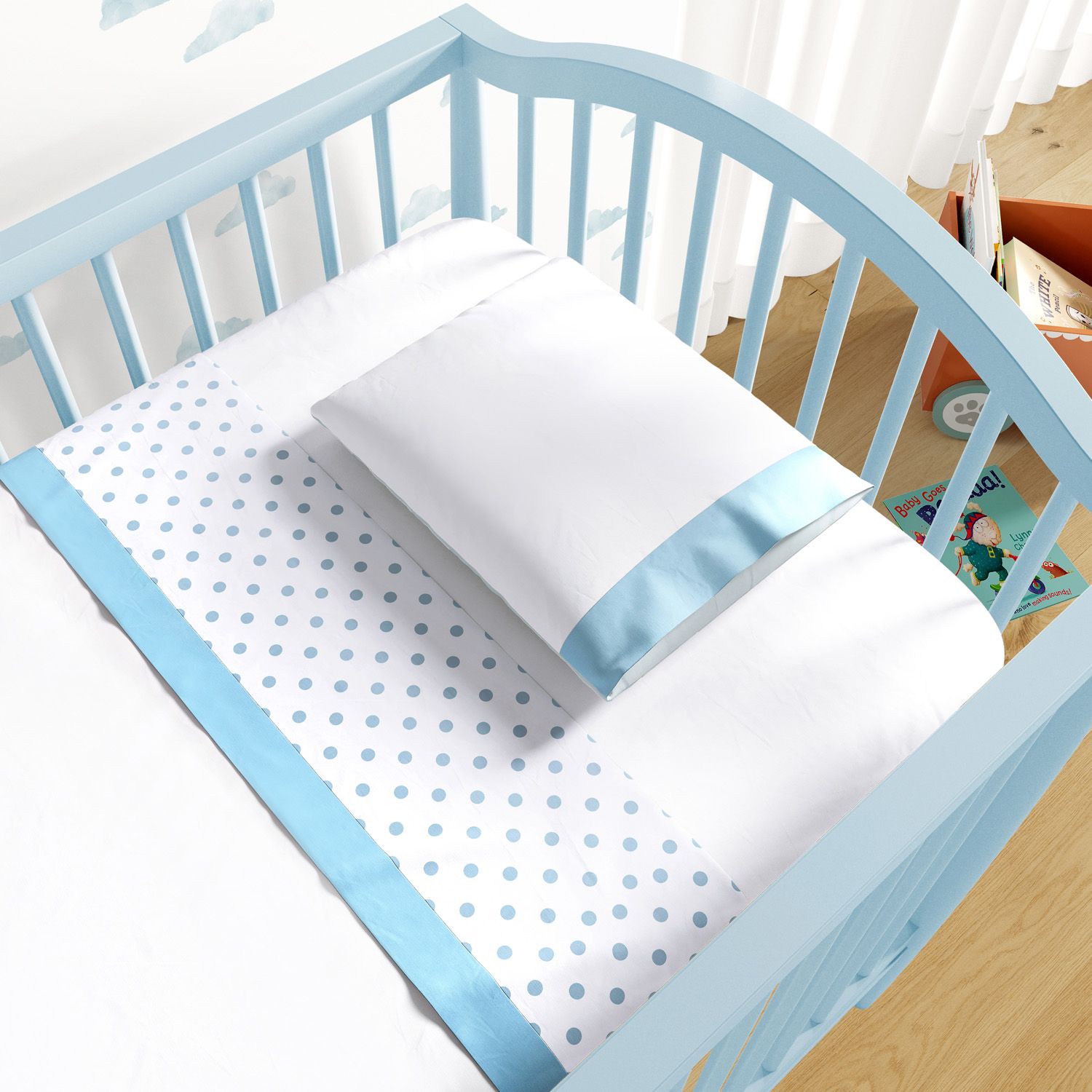 Jogo de Lençol Berço Poá Azul 3 peças