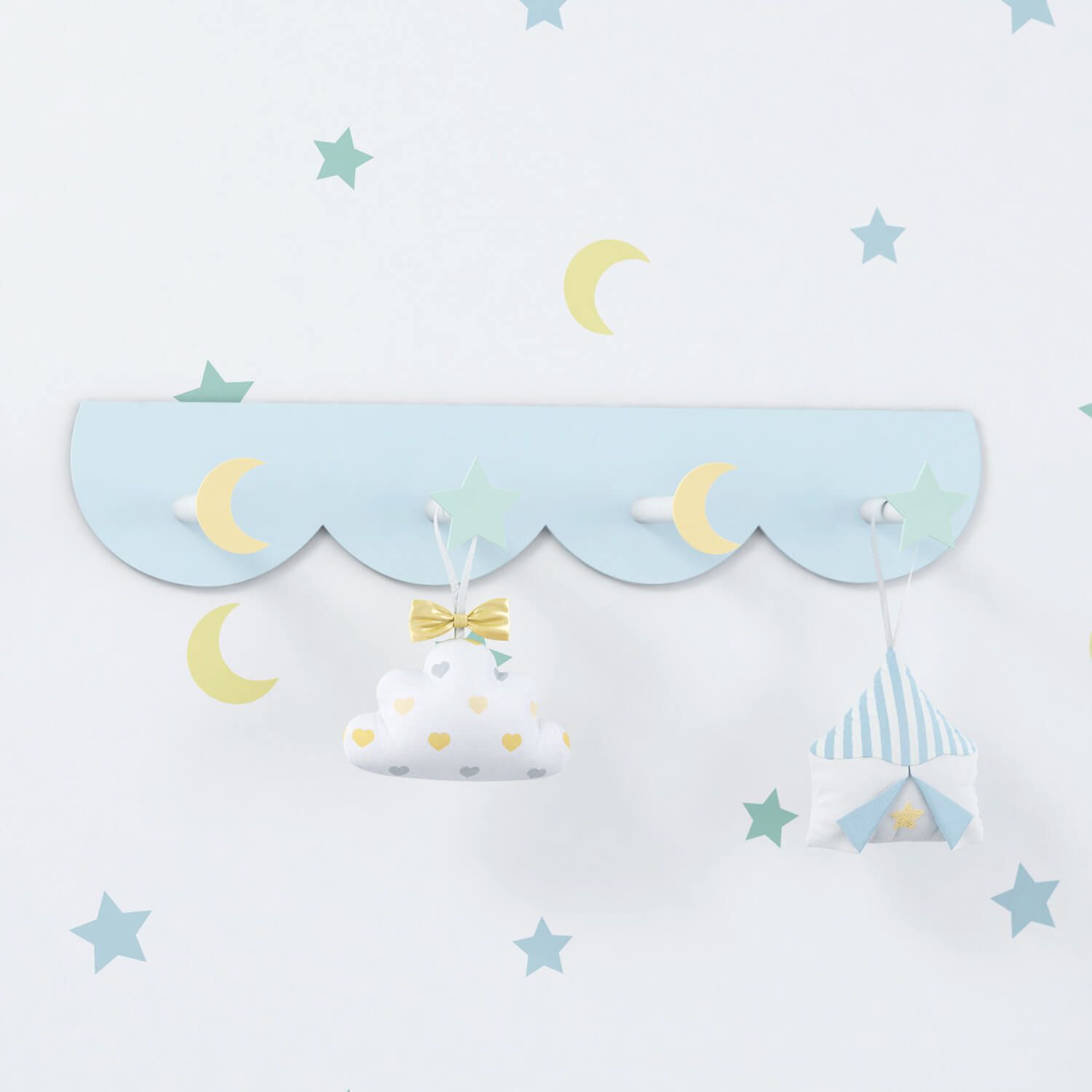 Cabideiro de Parede Lua e Estrela